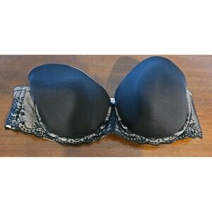 Torrid‎ Curve Black & Cream Lace Trim Strapless Bra Women's Plus Size 42C